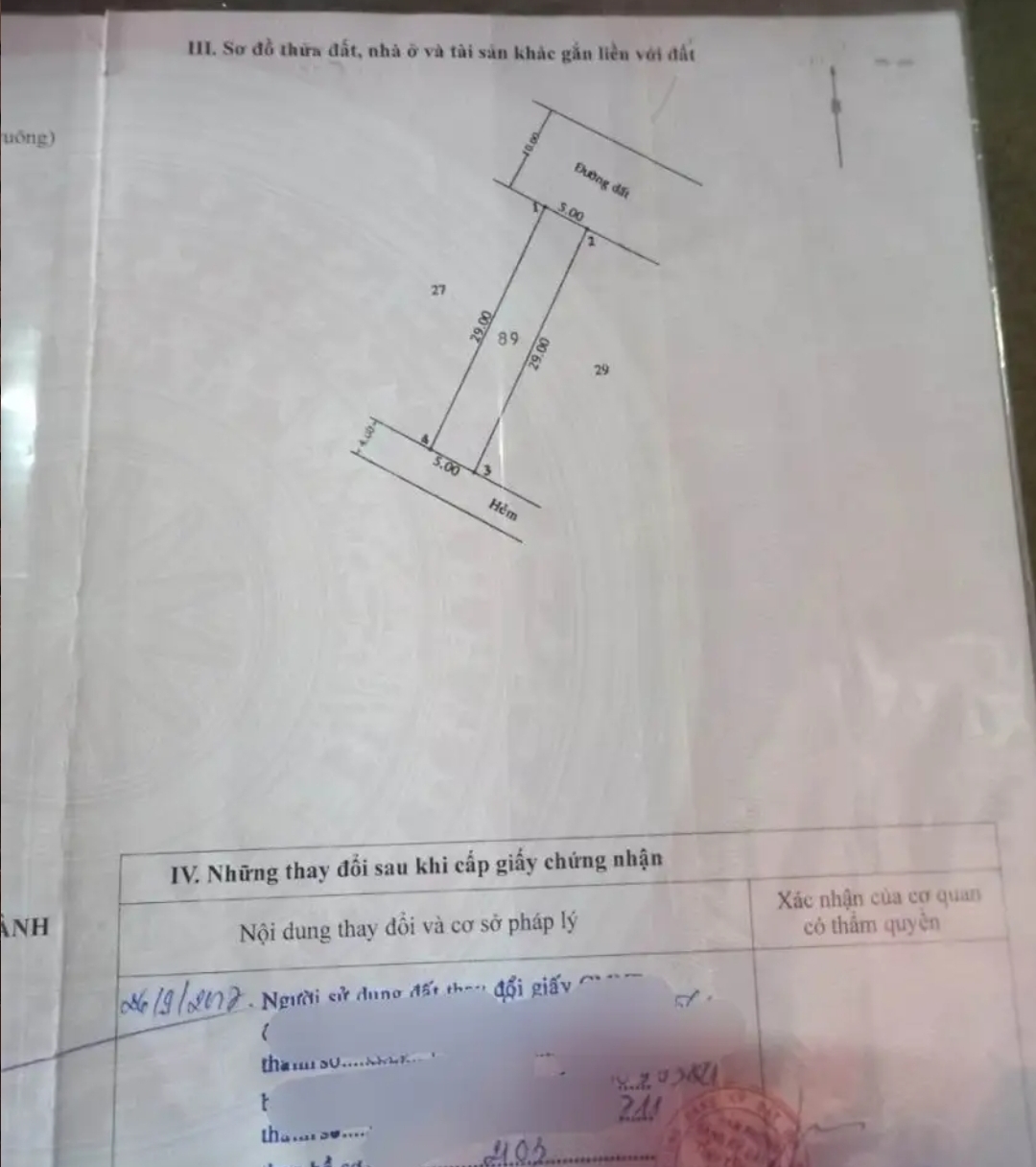 Bán đất xã Trường Tây dt 5*29*100tc giá 1tỷ