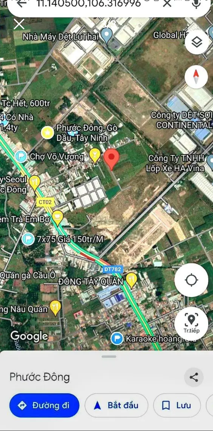 Bán đất xã Phước Đông giá 780tr dt 4,8×35×full tc