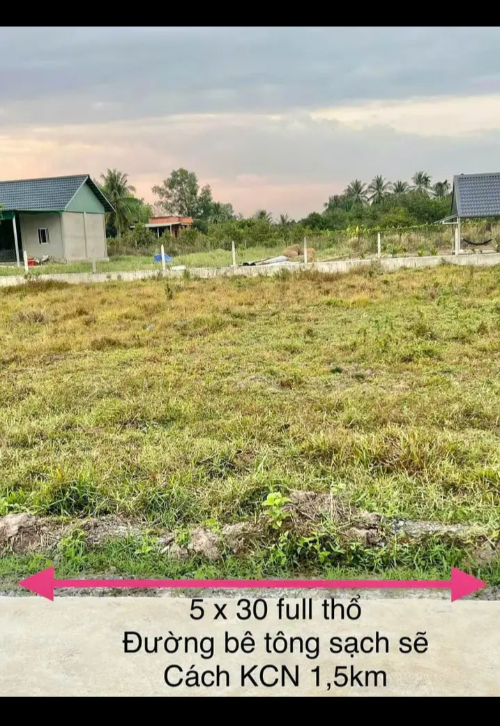 Bán đất xã Phước Thạnh giá 579tr dt 5×30×full tc