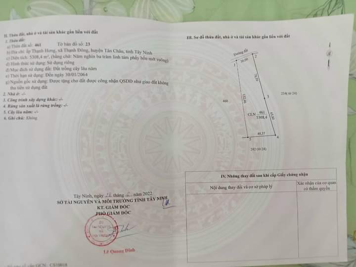 Bán đất xã Thạnh Đông giá 1 tỷ 500tr dt 5,3 sào