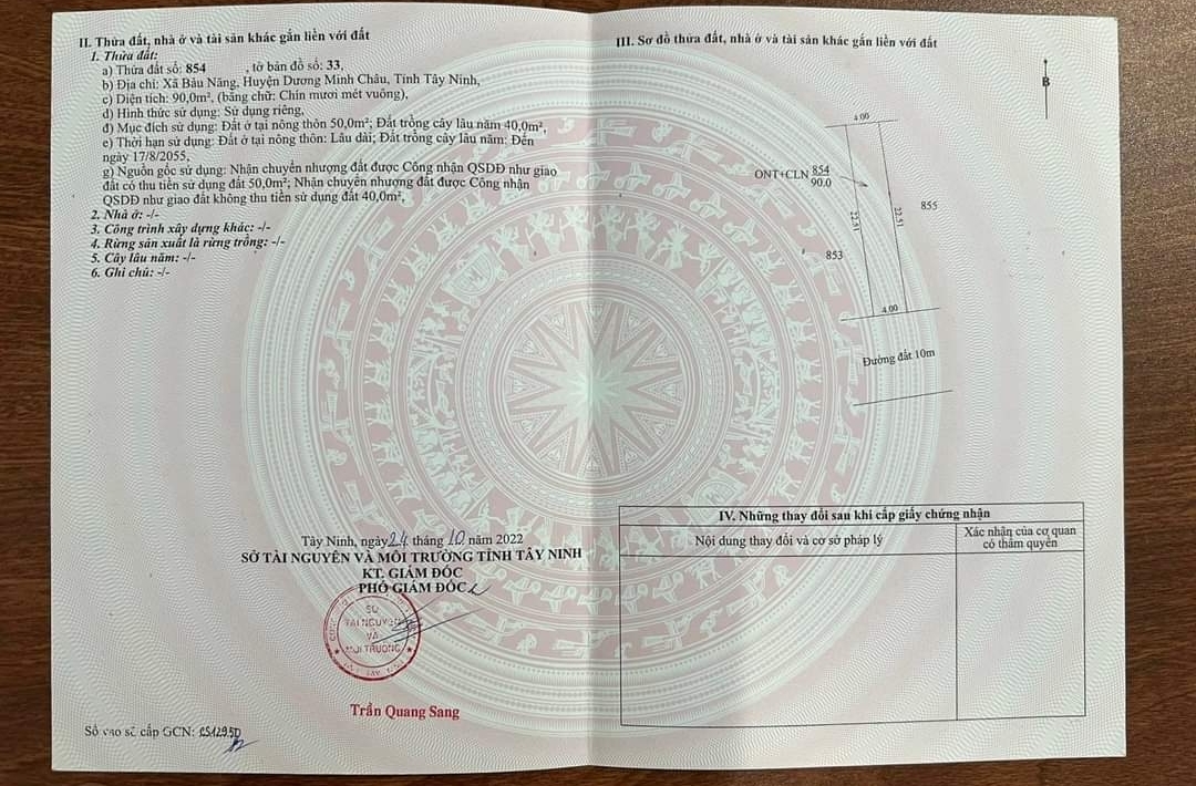 Bán đất xã Bàu Năng dt 4*22 giá 520tr