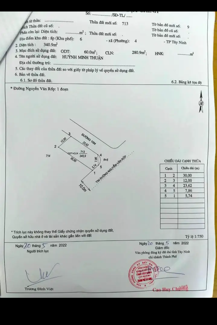 Bán đất phường 4 giá 725tr/m dt 12×30
